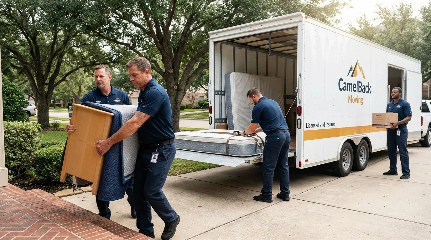 Crew loading residential truck for cross-state move from Lincoln, AL