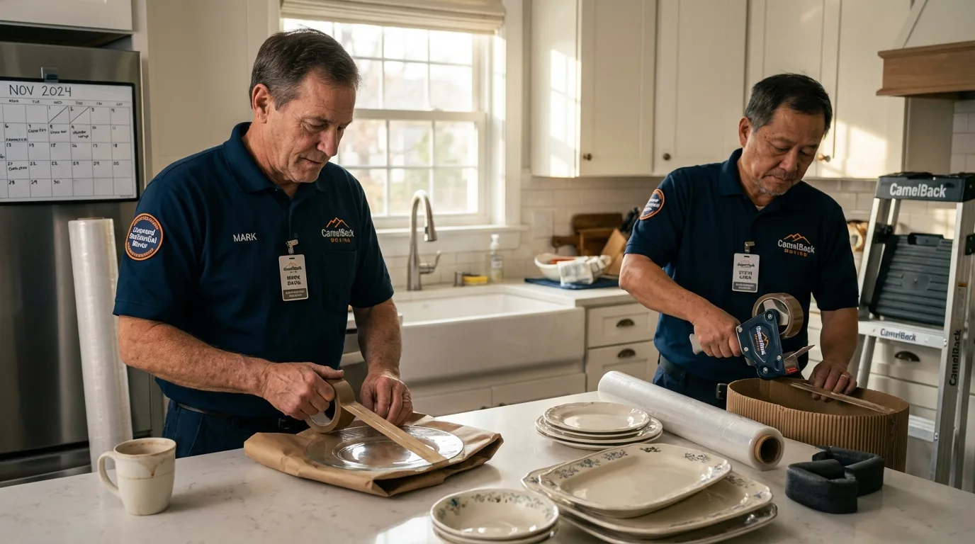Professional crew packing kitchen dishware in Lincoln, AL